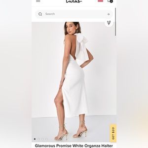 Lulus white dress satin bow halter top